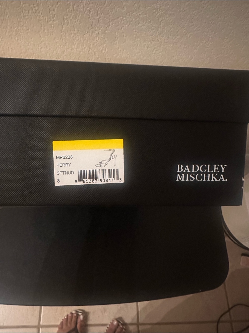 Badgley Mischka Nude Satin Crystal-Strap Heels - Picture 3 of 3